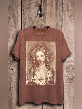UNISEX Mineral Wash High Quality Wine Graphic Jesus Tee